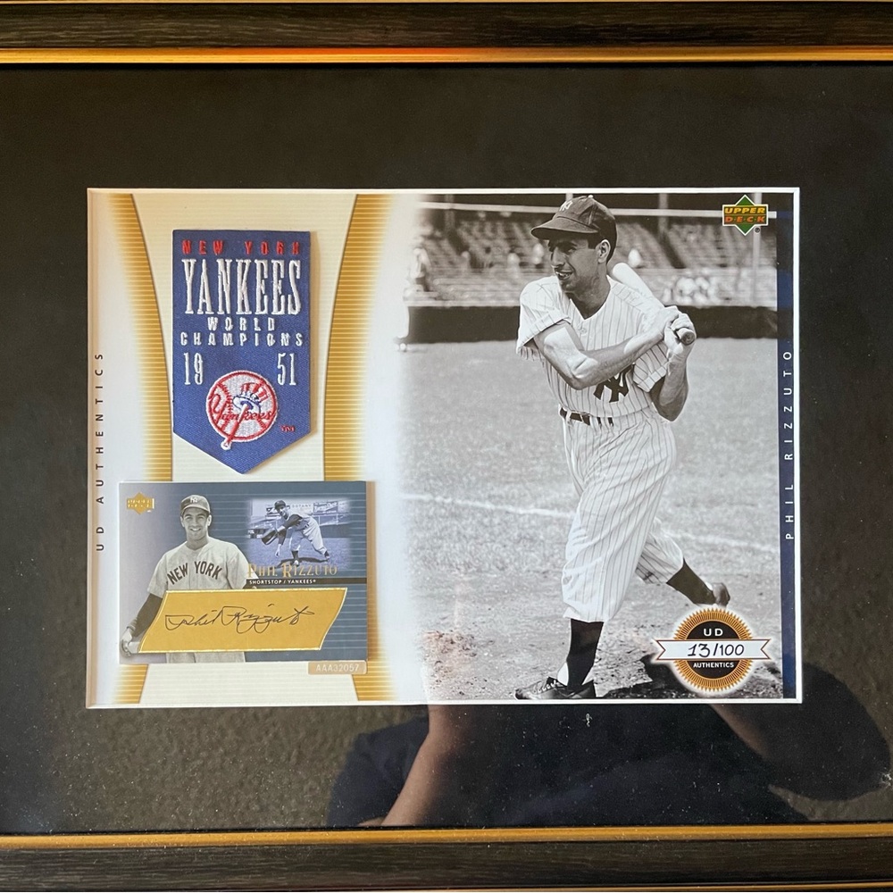 Framed Phil Rizzuto Upper Deck Authentics Autograph 6/100 York Yankees 14x17